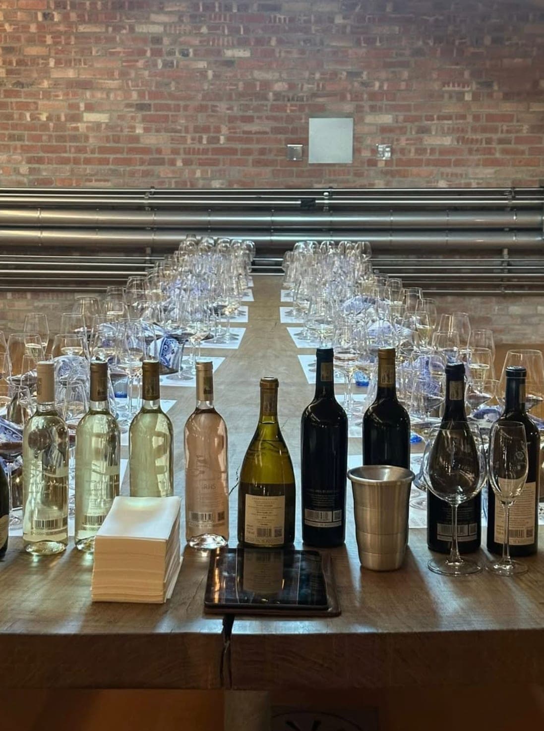 Curated wine tasting table set for a group experience